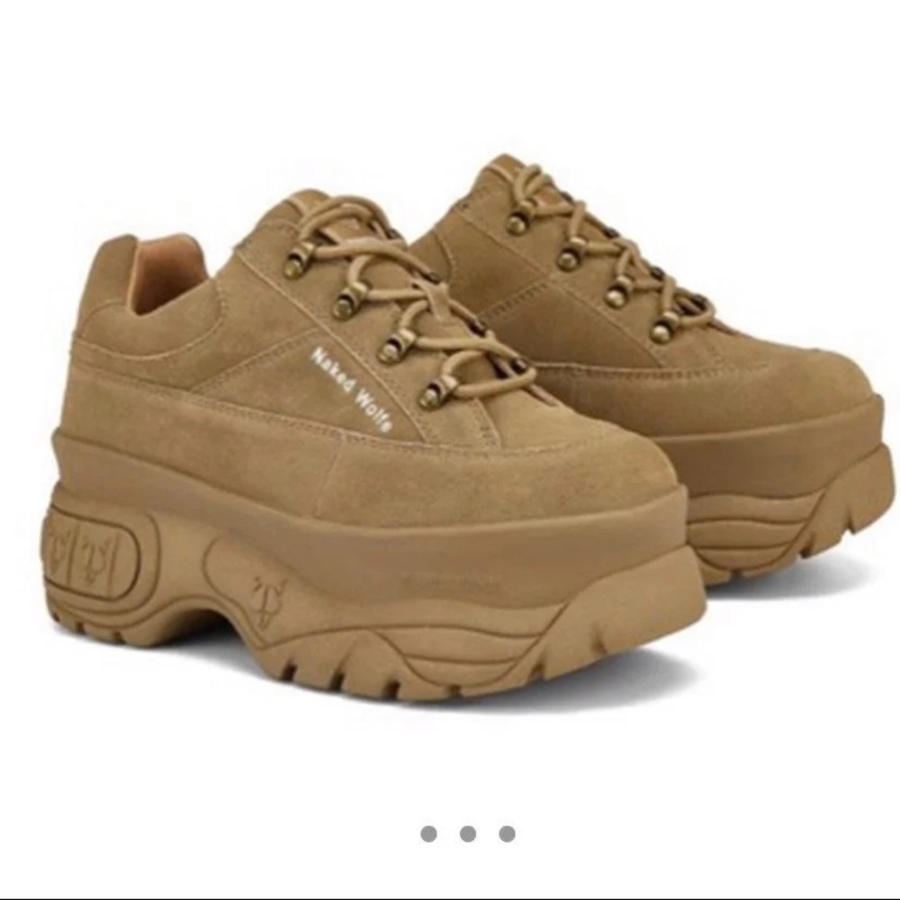 sporty taupe suede platfrom sneakers